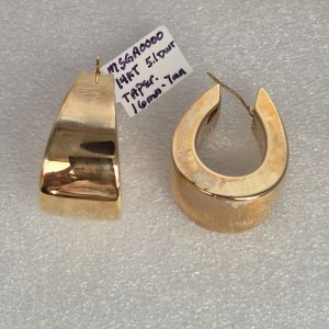 14kt Lady's Wide, Tapering Hoop Earrings that are 16mm