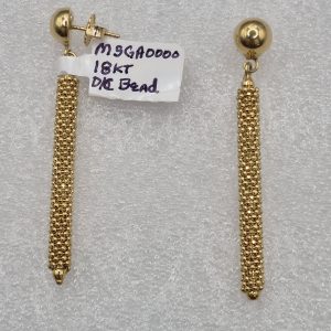 18Kt Lady's Long D/C Bead Style Fashion Earrings that are 57mm Long