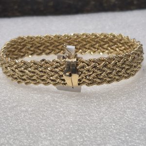 14Kt Gold Lady's Domed D/C Fancy, Wide Rope Bracelet