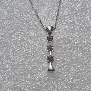18Kt white Gold Lady's PPF, 3 Diamond Vertical Pendant w/.33ctw