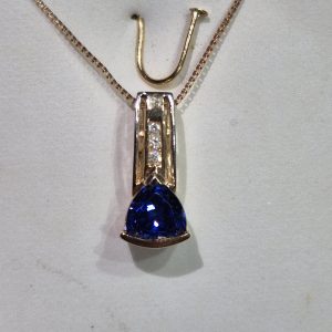 14kt Gold Lady's Lab Sapphire & Diamond Necklaces