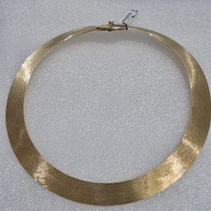 14kt Gold 17" Wide, Ribbed Omega Fashion Necklace Weighing 45.3dwt