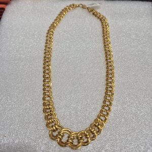 14kt Lady's 17" Graduating Double Link Fashion Necklace Weighing 12.1dwt..