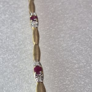 14kt Gold Lady's Ruby & Diamond Fashion Link Bracelet w/.35ctw
