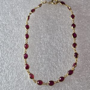 18kt  Gold Lady's Ruby Fashion Link Bracelet - 2