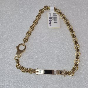 18kt Two Tone Gold 8" Open Link ID Style Bracelet