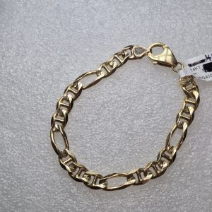 14kt Gold Lady's 7", 7mm Wide Figaro Fashion Bracelet 10.2dwt..