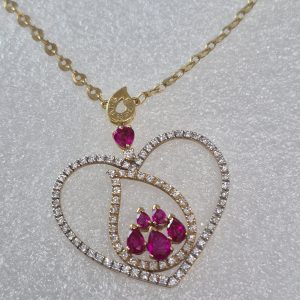 18kt Zoughaib Design Diamond & Ruby Fashion Necklace from Lebanon