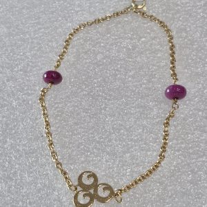 18kt Gold Lady's Zoughaib Design 3 Circle Ruby Bead Fashion Bracelet from Lebanon