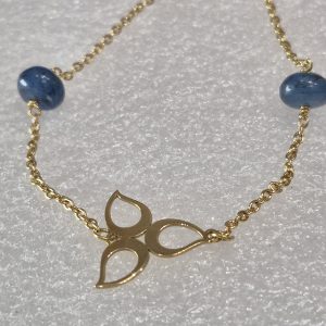 18kt Gold Lady's Zoughaib Flower Design w/Sapphire Bead Fashion Bracelet from Lebanon